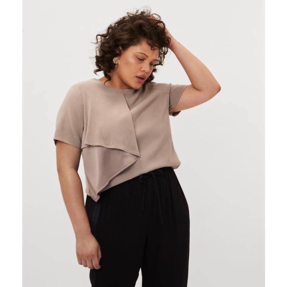 Universal Standard Abigail Ruffle Drape Layered Top - Taupe